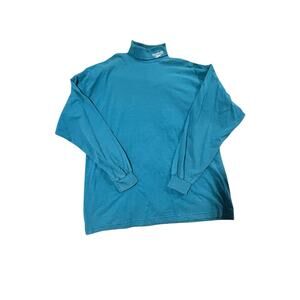 🔥 VINTAGE 90s Reebok Mock Neck Long Sleeve Teal Blue Embroidered Logo 👟
